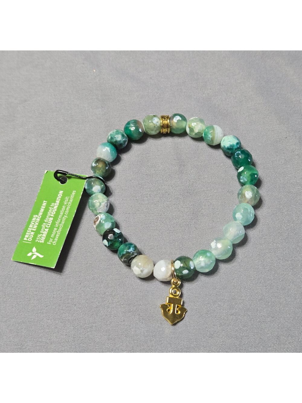 Chavez for Charity Green Agate Bead Bracelet Sierra Club Foundation